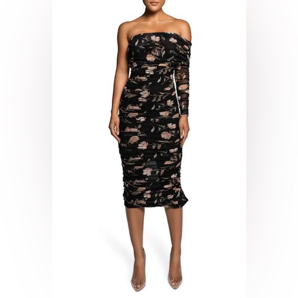 JLUXLABEL Black Floral Ruched Dress - Picture 8 of 10